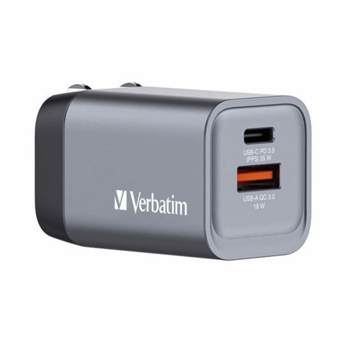 Verbatim GNC-35 Gan Charger 2 Port 35W USB AC 32200