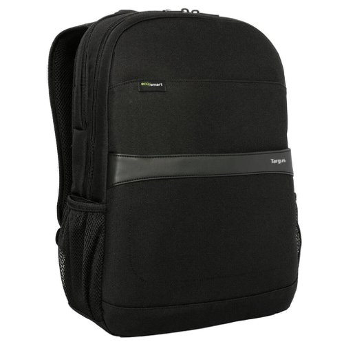 Get contemporary style and abundant organisation with the 15.6 inch GeoLite EcoSmart Advanced Backpack. With a clean, lightweight look, it is ideal for professionals who want laptop protection and added organisation in a modern silhouette. Complete with a dedicated laptop compartment designed to protect laptops of varying sizes to its padded back panel, this pack delivers the ultimate in performance and comfort. Featuring multiple zipped pockets inside and out and dual side pockets for organisation. Perfect for travelling with ease on top of rolling luggage with the integrated trolley strap, this backpack features a water-resistant exterior and earth-conscious interior, delivering on style, functionality, and sustainability. Supplied in black.