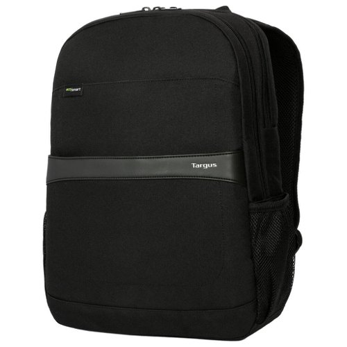 Get contemporary style and abundant organisation with the 15.6 inch GeoLite EcoSmart Advanced Backpack. With a clean, lightweight look, it is ideal for professionals who want laptop protection and added organisation in a modern silhouette. Complete with a dedicated laptop compartment designed to protect laptops of varying sizes to its padded back panel, this pack delivers the ultimate in performance and comfort. Featuring multiple zipped pockets inside and out and dual side pockets for organisation. Perfect for travelling with ease on top of rolling luggage with the integrated trolley strap, this backpack features a water-resistant exterior and earth-conscious interior, delivering on style, functionality, and sustainability. Supplied in black.