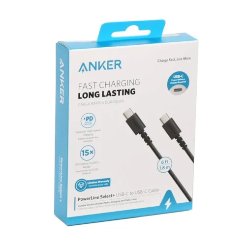 Anker PowerLine Select+ 1.8m Black USB-C to USB-C Cable 8ANA8033H11 Buy online at Office 5Star or contact us Tel 01594 810081 for assistance