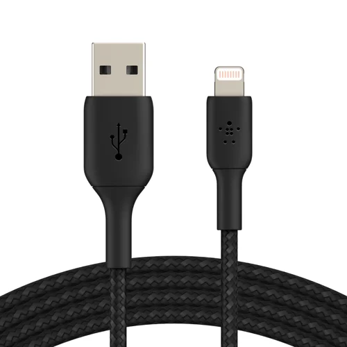 Belkin BoostCharge 1m Black Braided Lightning to USB-A Cable  8BECAA002BT1MBK