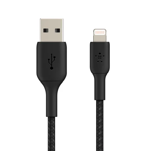 Belkin BoostCharge 1m Black Braided Lightning to USB-A Cable External Computer Cables 8BECAA002BT1MBK