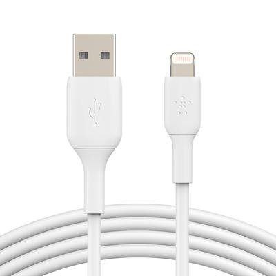 Belkin BoostCharge 2m White Lighting to USB-A Cable 8BECAA001BT2MWH Buy online at Office 5Star or contact us Tel 01594 810081 for assistance