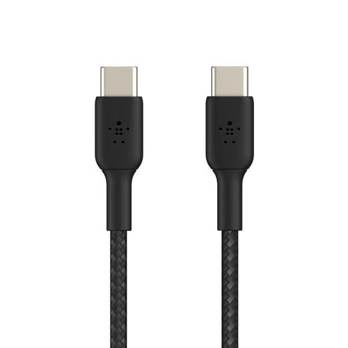 Belkin 1m BoostCharge Black Braided USB-C to USB-C Cable External Computer Cables 8BECAB004BT1MBK