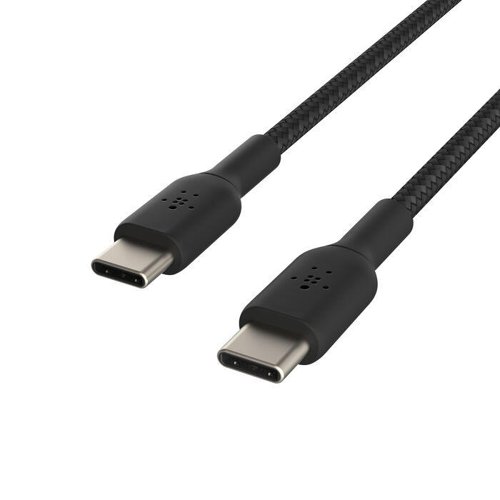 Belkin 1m BoostCharge Black Braided USB-C to USB-C Cable External Computer Cables 8BECAB004BT1MBK