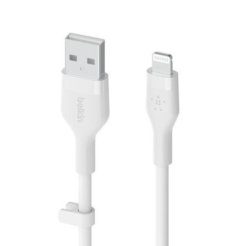 Belkin BoostCharge 2m White Silicon USB-A to Lightning Cable 8BECAA008BT2MWH Buy online at Office 5Star or contact us Tel 01594 810081 for assistance