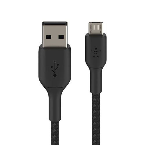 Belkin BoostCharge 1m Black Braided USB-A to Micro-USB Cable  8BECAB007BT1MBK