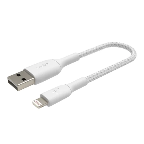 Belkin BoostCharge 15cm White Braided Lightning to USB-A Cable External Computer Cables 8BECAA002BT0MWH