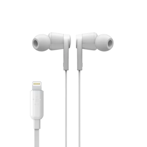 Belkin Rockstar Wired White Earphones with Lightning Connector Headphones 8BEG3H0001BTWHT