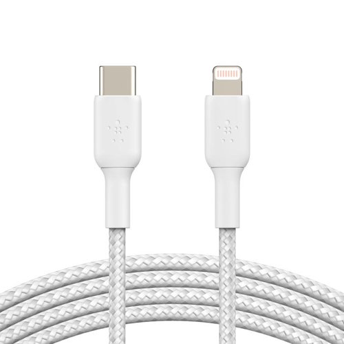 Belkin BoostCharge 1m White Braided Lightning to USB-C Cable  8BECAA004BT1MWH