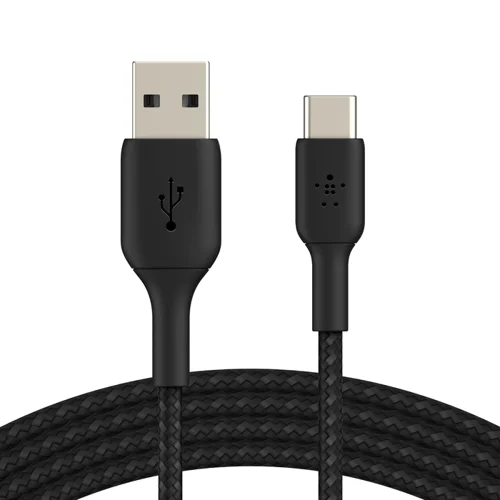 Charge and sync music, photos, or data on your USB-C devices from any USB-A port. This reliable cable is perfect for use at home, work, or on the road. It supports standard charging up to 15W, is USB-IF certified, and has a premium double-braided nylon exterior. 