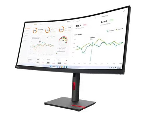 Lenovo ThinkVision T34w-30 34 Inch 3440 x 1440 Pixels Wide Quad HD VA Panel HDMI DisplayPort USB-C Monitor