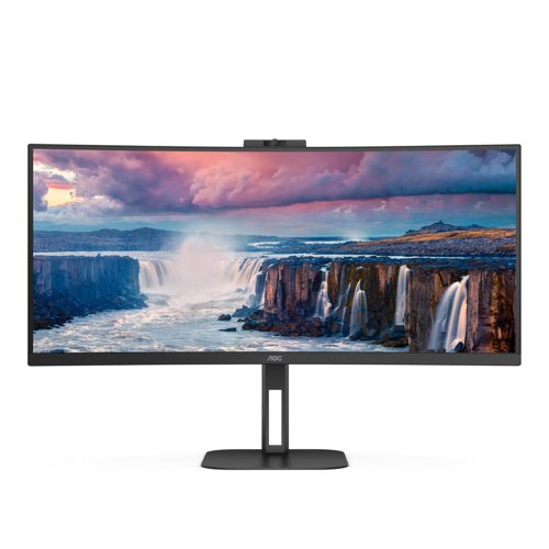 8AOCU34V5CW | Sleek home office ideaThe AOC CU34V5CW is a three-side frameless curved monitor equipped with a 34” VA panel with QHD UltraWide 21:9 resolution for an impressive and immersive viewing experience, ready to support any complex work with Picture by Picture MultiView. It offers a wide array of connectivity options thanks USB-C with Power Delivery up to 65W, 4 USB ports & HDMI. Log in easily and securely with Windows Hello integrated webcam.