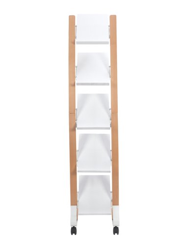 Alba Mobile Wooden Floor Stand 5 Shelves A4 Format Literature Display H1650 x W360 x D520mm Light Wood/White - DD5PMW BC