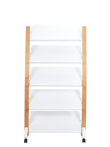 Alba Mobile Wooden Floor Stand 5 x 3 Compartments A4 Format Literature Display H1650 x W860 x D520mm Light Wood/White - DD5GMW BC