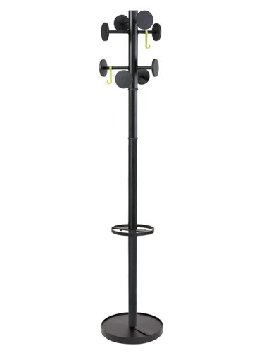 Alba Stan Coat Stand 8 Pegs and 2 Hooks 5Kg Weighted Base 48 x 355 x 1750mm Silver Grey/Black - PMSTAN3 M