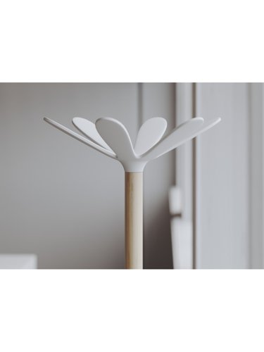 Alba Wooden Coat Stand With 6 Pegs and 4 Mini Pegs Light Wood and White - PMNAHOW BC