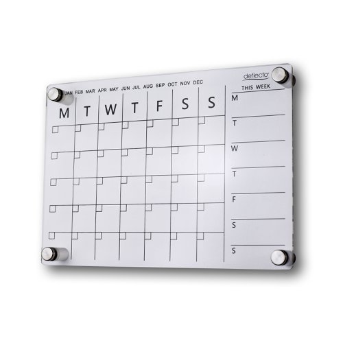 Deflecto A4 Acrylic Weekly/Monthly Planner Wall Mounted 297 x 210mm - WPMA4WM Deflecto Europe