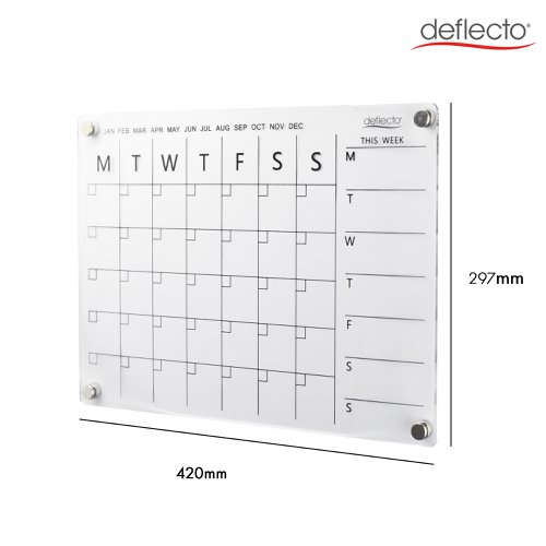 Deflecto A3 Acrylic Weekly/Monthly Planner Magnetic Mounting System  420 x 297mm - WPMA3MG