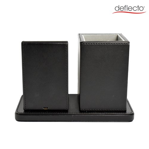 30204DF - Deflecto Wireless Charging Desk Organiser/Pen Holder Black - WC103DEBLK