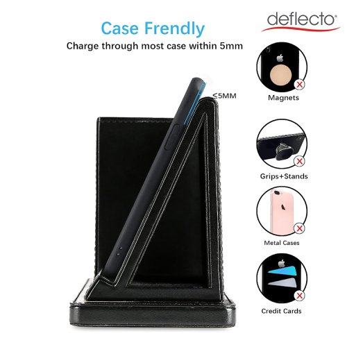 30204DF - Deflecto Wireless Charging Desk Organiser/Pen Holder Black - WC103DEBLK