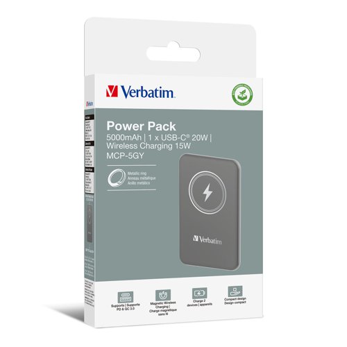 Verbatim Charge'N'Go Magnetic Wireless Power Bank 5000 Grey 32244