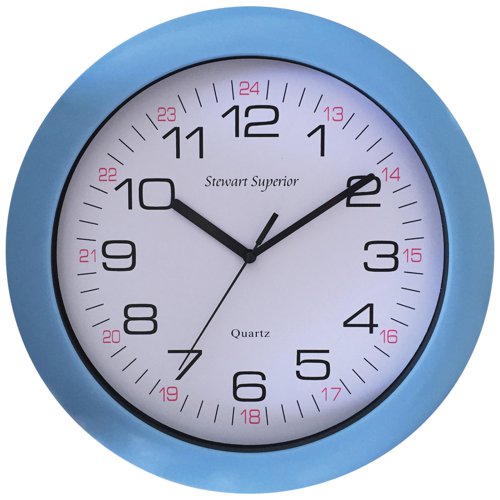 Seco Sandhurst Quartz Wall Clock 300mm Diameter with Blue Surround - 2120I BLUE Stewart Superior Europe Ltd