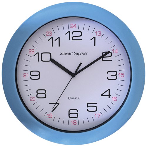 Seco Sandhurst Quartz Wall Clock 300mm Diameter with Blue Surround - 2120I BLUE Clocks 24569SS