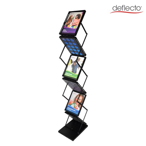 30365DF - Deflecto A4 Portable Folding Floor Stand with 6 x Double Sided Shelves Black - 36104
