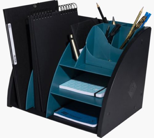 The Neo Deco desk organizer will be your new ally for organization in the office as well as in the home office.With its horizontal compartments, 2 A5 formats and 2 A6 formats, you can store your documents, small elasticated pouches, small office utensils or card stock.Environmentally friendly, this organizer is made from recycled plastic from household waste and is therefore Blue Angel certified.Comes with a 25 year warranty.