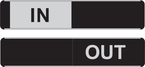 Seco Sliding Sign IN/OUT Door Sign Self Adhesive 255 x 52mm - OF166 29189SS Buy online at Office 5Star or contact us Tel 01594 810081 for assistance