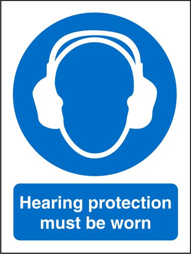 28657SS | Mandatory Safety Sign - Hearing Protection Must Be Worn.Provides goods visibility and communication of important information within the work place.Ensures compliance with health and safety requirements.Durable for long lasting use.