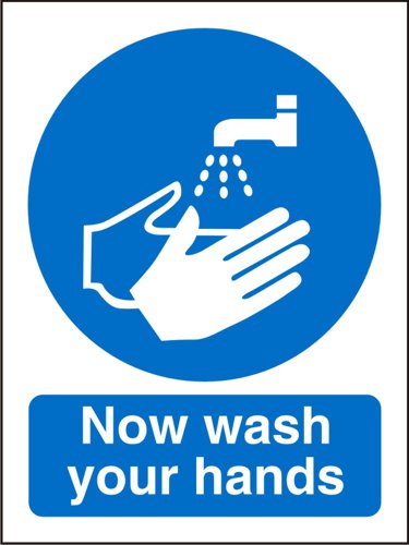 SECO Mandatory Safety Sign Now Wash Your Hands Semi Rigid Plastic 150 x 200mm - M001SRP150X200