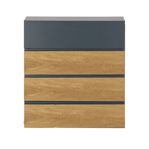 Phoenix Estilo Top Loading Letter Box With Key Lock Graphite Grey and Wood - MB0126KS Post Boxes 25626PH