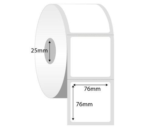 Thermalrite Direct Thermal Labels 76x76mm 25mm core (Pack 20 Rolls of 750 Labels per Roll) - RL76.76DT-25