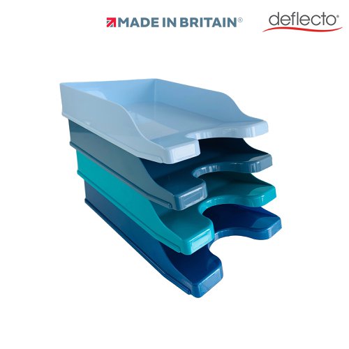 Deflecto Cool Breeze A4 Continental Letter Trays Deep Blue and Aqua (Pack 4) - CP130YTCB Letter Trays 26389DF