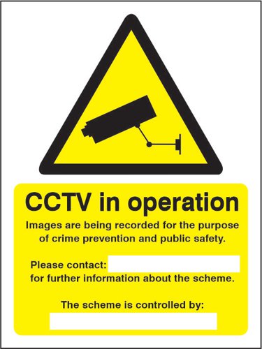 Seco Warning Safety Sign CCTV In Operation Semi Rigid Plastic 150 x 200mm - W0143SRP150X200 Stewart Superior