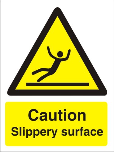 Seco Warning Safety Sign Caution Slippery Surface Semi Rigid Plastic 150 x 200mm - W134SRP150X200