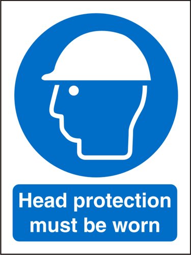 Seco Mandatory Safety Sign Head Protection Must Be Worn Self Adhesive Vinyl 150 x 200mm - M005SAV150X200 Stewart Superior