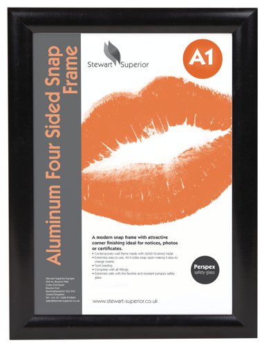 Seco A1 Brushed Aluminium Snap Frame Black - AM-A1BK