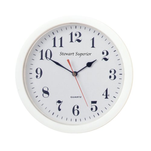 Seco Quartz 12 Hour Wall Clock 255mm Diameter White - 316W Stewart Superior Europe Ltd