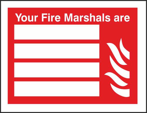 Seco Fire Fighting Equipment Safety Sign Your Fire Marshalls Are Semi Rigid Plastic 150 x 200mm - FF122SRP150X200  28797SS