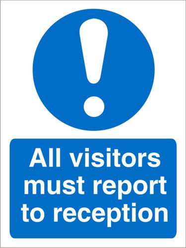 Seco Mandatory Safety Sign All Visitors Must Report to Reception Semi Rigid Plastic 150 x 200mm - M227SRP150X200  28748SS