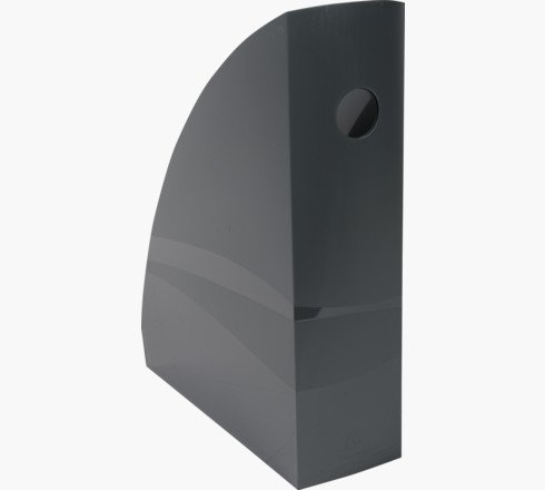 Exacompta 'EcoBlack Mag Cube' Recycled Magazine File 266x82x305mm in size Finger hole for easy removal and insertion onto shelving.
