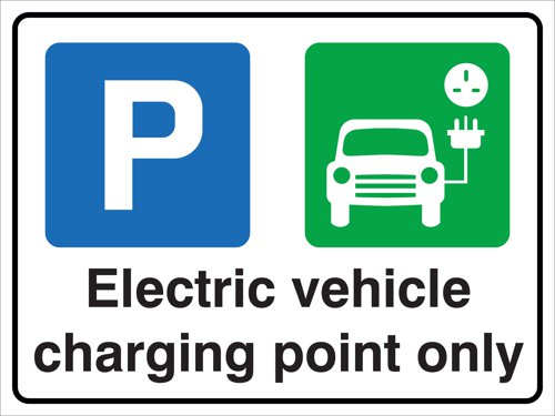 Seco Safety Sign Electric Vehicle Charging Point Only Correx Sign 300 x 200mm - ECP CX300X200  29147SS