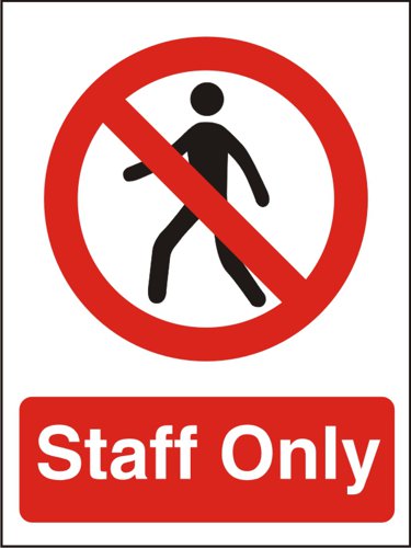 Seco Prohibition Safety Sign Staff Only Semi Rigid Plastic 150 x 200mm - P085SRP150X200 28895SS