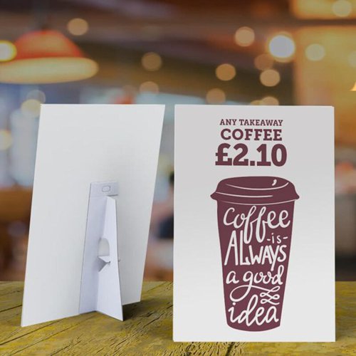644943 | A range of high quality die cut Showcard Struts manufactured from grey centred display board. Available in white and a range of sizes from 140mm to 390mm