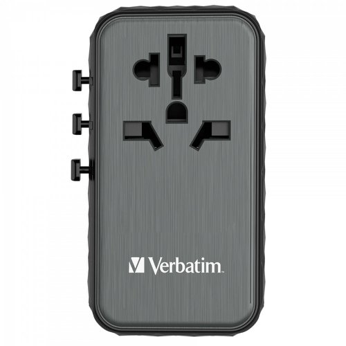 Verbatim UTA-06 GaN III Universal Travel Adapter 2x USB-C PD 100W + QC4+/2x USB-A QC 3.0 Black 32121 VM32121 Buy online at Office 5Star or contact us Tel 01594 810081 for assistance
