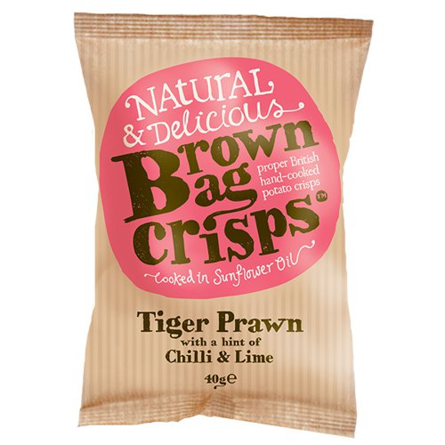 Brown Bag Crisps - Tiger Prawn with Chilli and Lime - 20x40g Food & Groceries JA7106