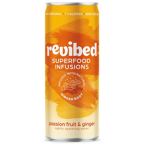 Revibed Superfood Infusions- Passionfruit & Ginger - 12x250ml Cold Drinks JA9573